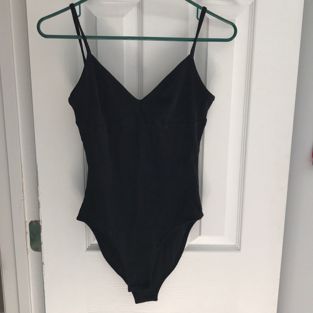 Black spaghetti strap body suit